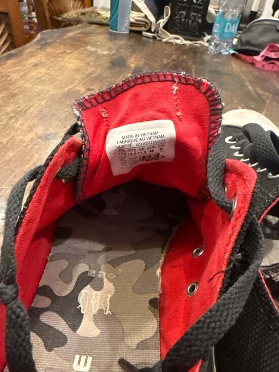 Converse Chuck Taylor All Star Low Top Black Ballistic Camo Red Accent Sneakers - Picture 3 of 6